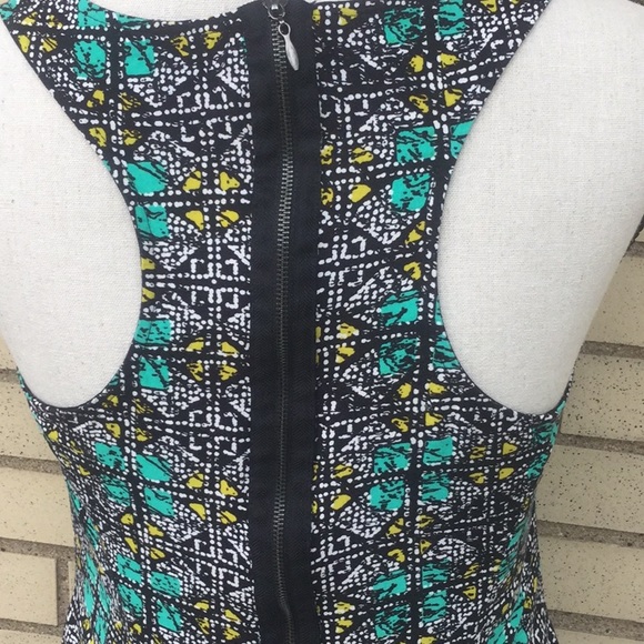 Bebop Black Blue Multicolor Fit & Flare T-back Dress - Picture 6 of 12